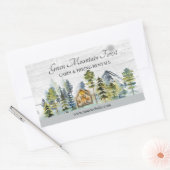 Waterverf rustieke Foggy Forest Mountain Cabin Rechthoekige Sticker (Envelop)