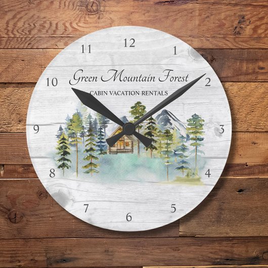 Waterverf rustieke Foggy Forest Mountain Cabin Ronde Klok