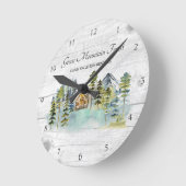 Waterverf rustieke Foggy Forest Mountain Cabin Ronde Klok (Hoek)