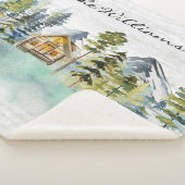 Waterverf rustieke Foggy Forest Mountain Cabin Sherpa Deken (3/4)