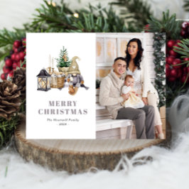 Waterverf Rustieke Gnome Photo Holiday Briefkaart
