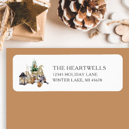 Waterverf rustieke gnoom kerst terug adres etiket