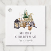 Waterverf rustieke gnoom vakantie bedankjes labels (Voorkant)