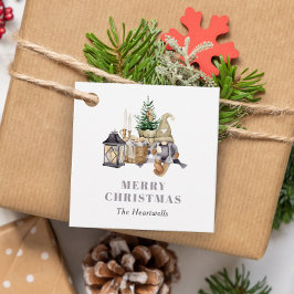 Waterverf rustieke gnoom vakantie bedankjes labels