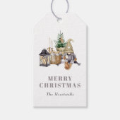 Waterverf rustieke gnoom vakantie cadeaulabel (Voorkant)