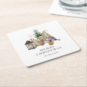 Waterverf rustieke gnoom vakantie kartonnen onderzetters (Schuin)