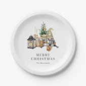 Waterverf rustieke gnoom vakantie papieren bordje (Voorkant)