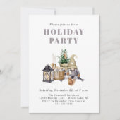 Waterverf rustieke gnoom vakantie partij kaart (Voorkant)