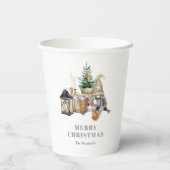 Waterverf rustieke gnoom vakantie partij papieren bekers (Achterkant)