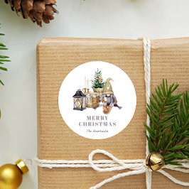 Waterverf rustieke gnoom vakantie ronde sticker