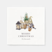 Waterverf rustieke gnoom vakantie servet (Voorkant)