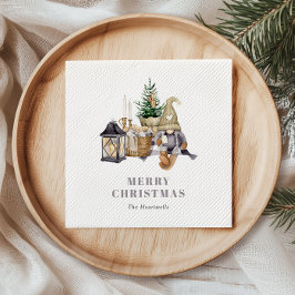 Waterverf rustieke gnoom vakantie servet