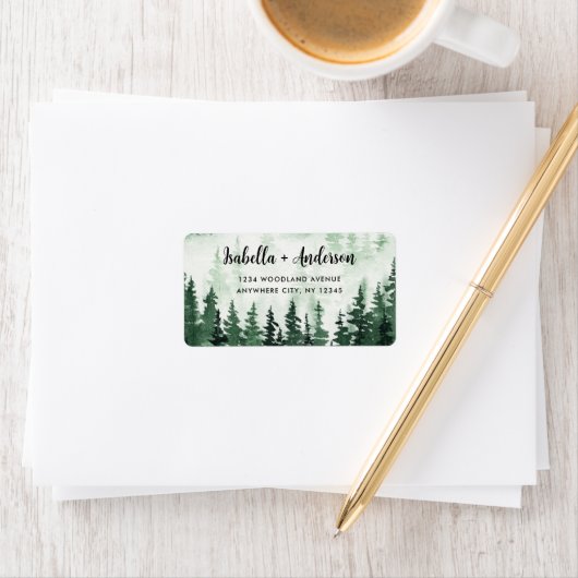 Waterverf rustieke groene bos retouradres etiket (Insitu)
