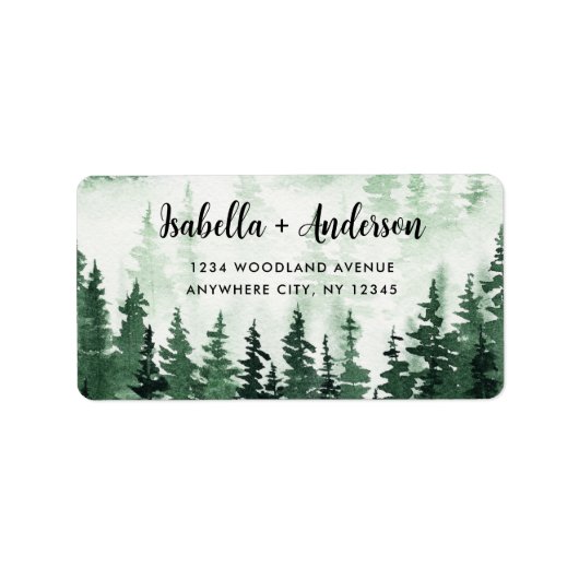 Waterverf rustieke groene bos retouradres etiket (Voorkant)