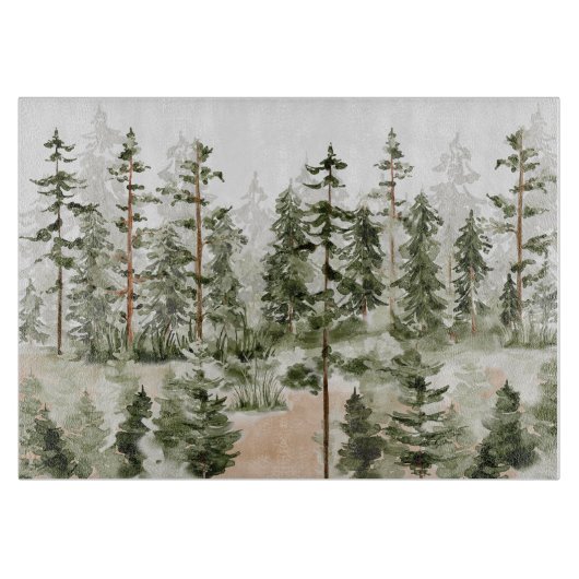 Waterverf rustieke groene bos snijplank (Voorkant)