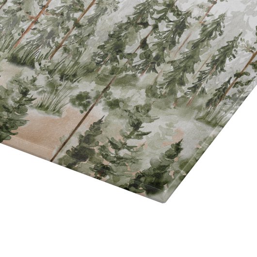 Waterverf rustieke groene bos snijplank (Hoek)