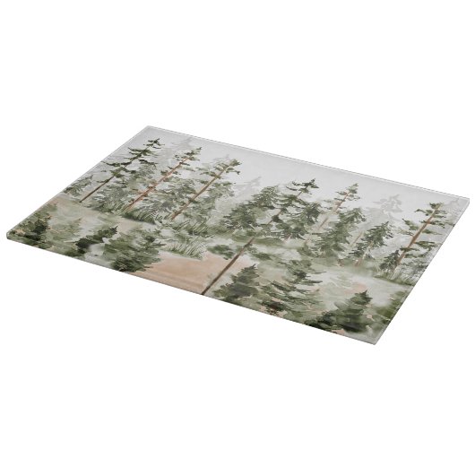 Waterverf rustieke groene bos snijplank (Hoek)