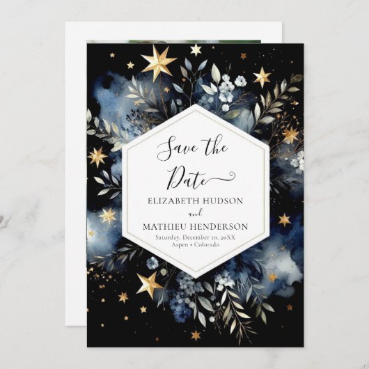 Waterverf rustieke hemelse bruiloft save the date (Voorkant / Achterkant)