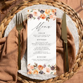 Waterverf Rustieke Herfst Bloemen Bruiloft Menu Ka