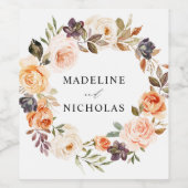 Waterverf rustieke Herfst Floral gepersonaliseerde Wijn Etiket (Enkel label)