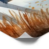 Waterverf Rustieke Herfst Herfst Trees Lake Rowboa Poster (Hoek)