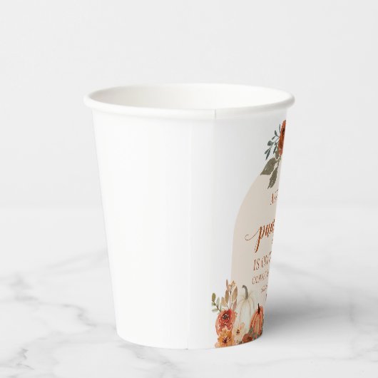 Waterverf rustieke Herfst kleine pompoen Baby show Papieren Bekers (Rechts)