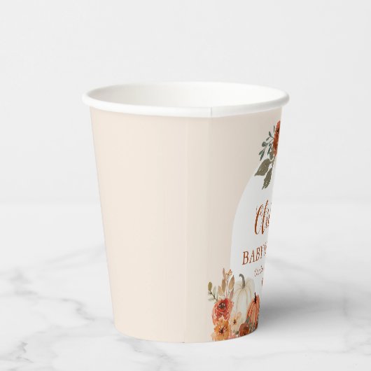 Waterverf rustieke Herfst kleine pompoen Baby show Papieren Bekers (Rechts)