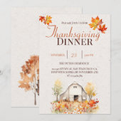 Waterverf rustieke Herfst Thanksgiving uitnodiging (Voorkant / Achterkant)