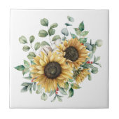 Waterverf rustieke herfst zonnebloem boeket tegeltje (Voorkant)