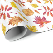 Waterverf rustieke herfstbladeren cadeaupapier (Rol Hoek)