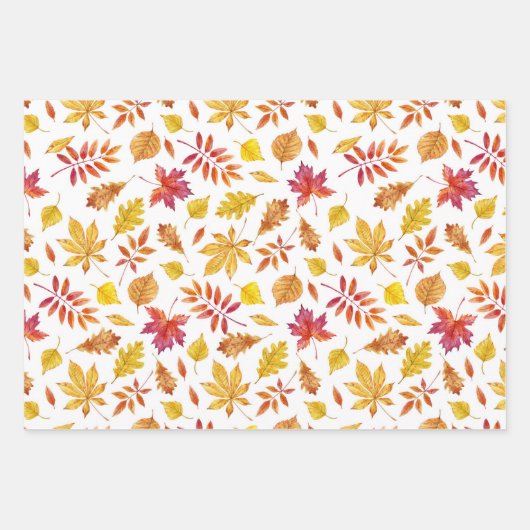 Waterverf rustieke herfstbladeren inpakpapier vel (Voorkant)