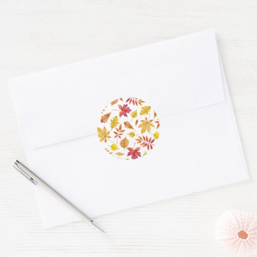 Waterverf rustieke herfstbladeren ronde sticker (Envelop)
