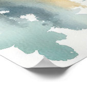 Waterverf rustieke herfstmeer met roeiboot en bome poster (Hoek)