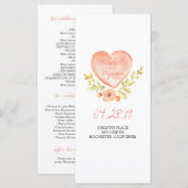 Waterverf rustieke huwelijksprogramma's programmakaart (Voorkant / Achterkant)