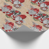 Waterverf Rustieke Kerst Schattigee Gnomen Vakanti Cadeaupapier (Hoek)