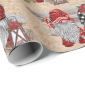 Waterverf Rustieke Kerst Schattigee Gnomen Vakanti Cadeaupapier (Rol Hoek)