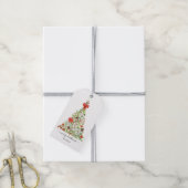 Waterverf rustieke kerstboom gepersonaliseerd cadeaulabel (Met Touw)