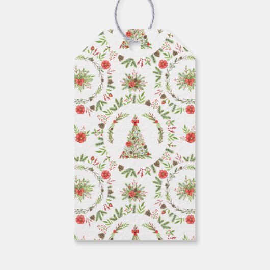 Waterverf rustieke kerstboom gepersonaliseerd cadeaulabel (Achterkant)