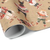 Waterverf rustieke kersthond cadeaupapier (Rol Hoek)