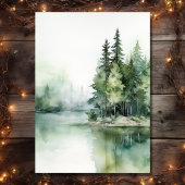 Waterverf rustieke Lake Woodland bos bruiloft Kaart