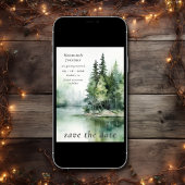 Waterverf rustieke Lake Woodland foto bruiloft Save The Date