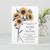 Waterverf rustieke land zonnebloem bruiloft kaart (Staand voorkant)