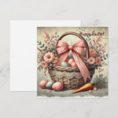 Waterverf  rustieke mand met pasteleieren feestdagenkaart (Voorkant / Achterkant)