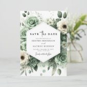 Waterverf Rustieke Minimal Sage Green Wedding Save The Date (Staand voorkant)