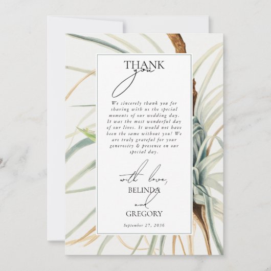 Waterverf rustieke neutraal boho botanische bruilo bedankkaart (Voorkant)