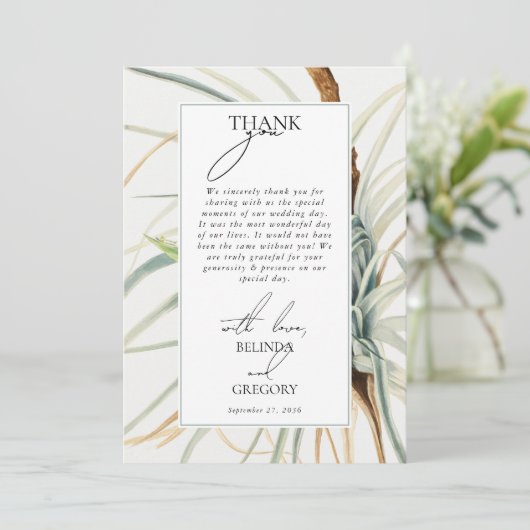 Waterverf rustieke neutraal boho botanische bruilo bedankkaart (Staand voorkant)