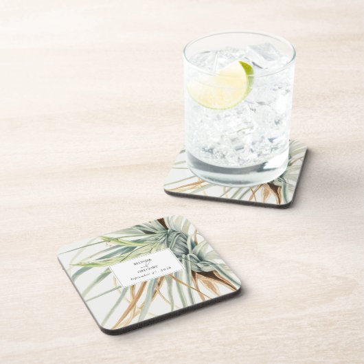Waterverf rustieke neutraal boho botanische bruilo bier onderzetter (Rechterzijde)