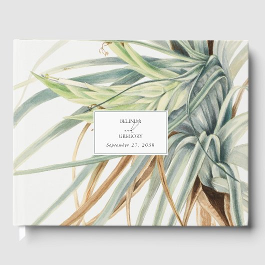 Waterverf rustieke neutraal boho botanische bruilo gastenboek (Voorkant)