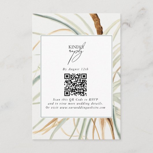 Waterverf rustieke neutraal boho botanische bruilo informatiekaartje (Voorkant)