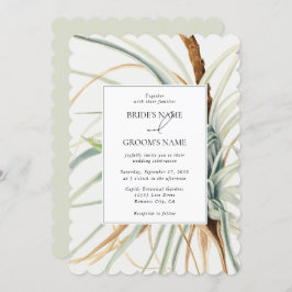 Waterverf rustieke neutraal boho botanische bruilo kaart